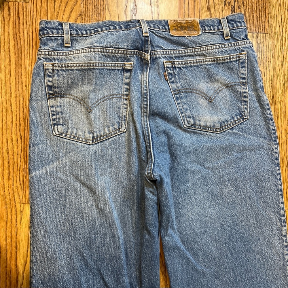 Vintage Levis Orange Tab Jeans Faded 540 Relaxed 40X34 Leather Patch USA 1990s